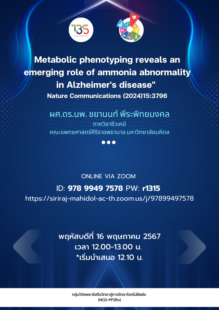 Metabolic phenotyping reveals an emerging role of ammonia abnormality in Alzheimer's disease