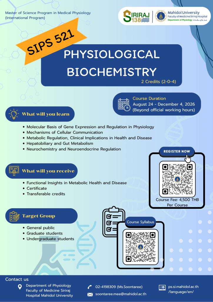 SIPS521: Physiological Biochemistry